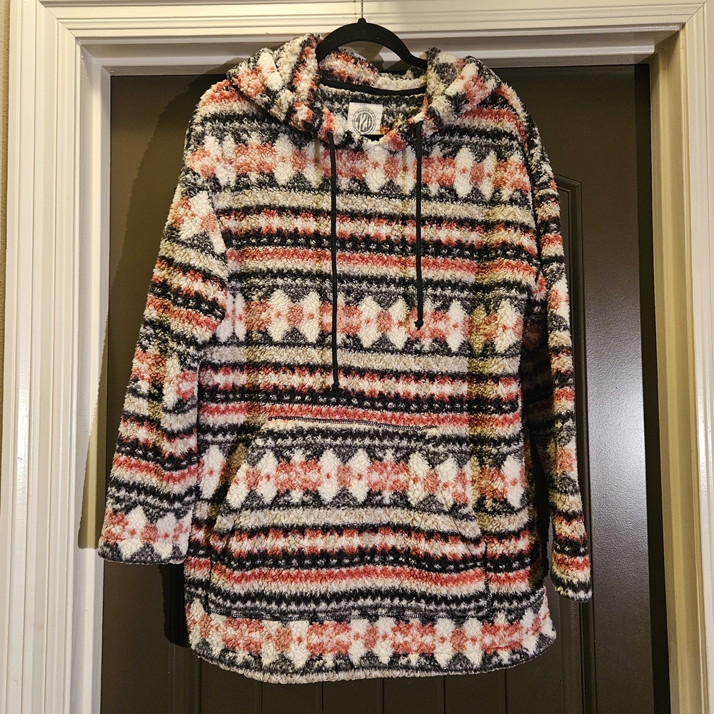 Tees2urdoor Striped Super Soft Fleece Hoodie - Size Large